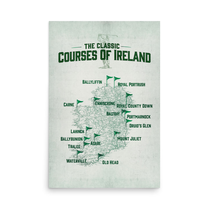 The Classic Golf Courses Of Ireland Retro Poster - 24" x 36"