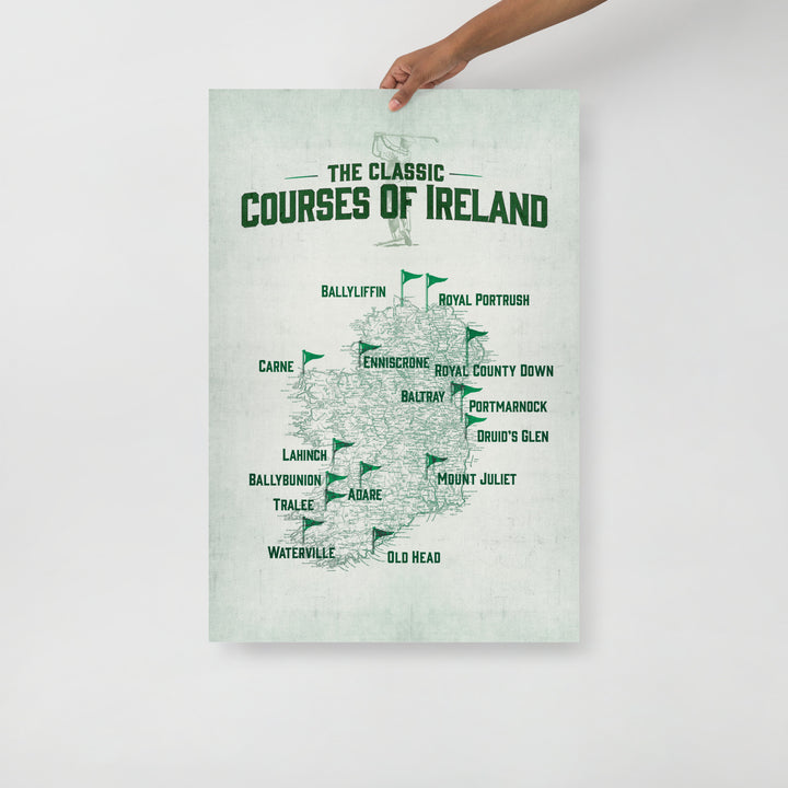The Classic Golf Courses Of Ireland Retro Poster - 24" x 36"