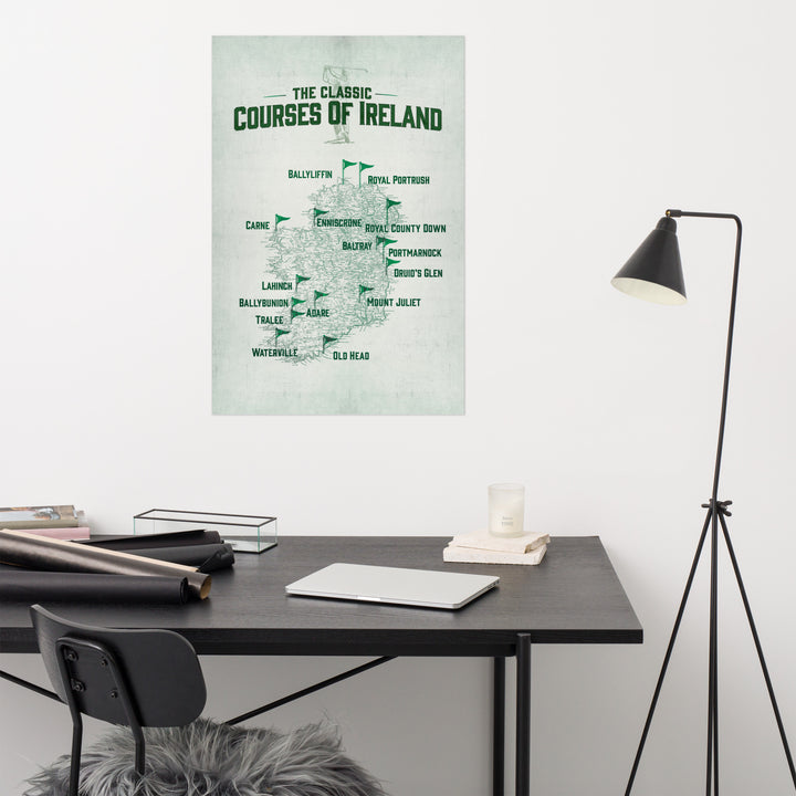 The Classic Golf Courses Of Ireland Retro Poster - 24" x 36"