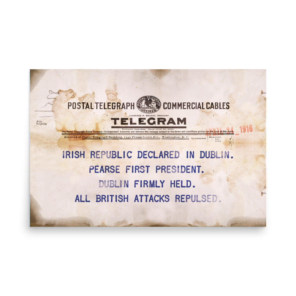 Irish Republic Declared Telegram Retro Poster - 36" x 24"