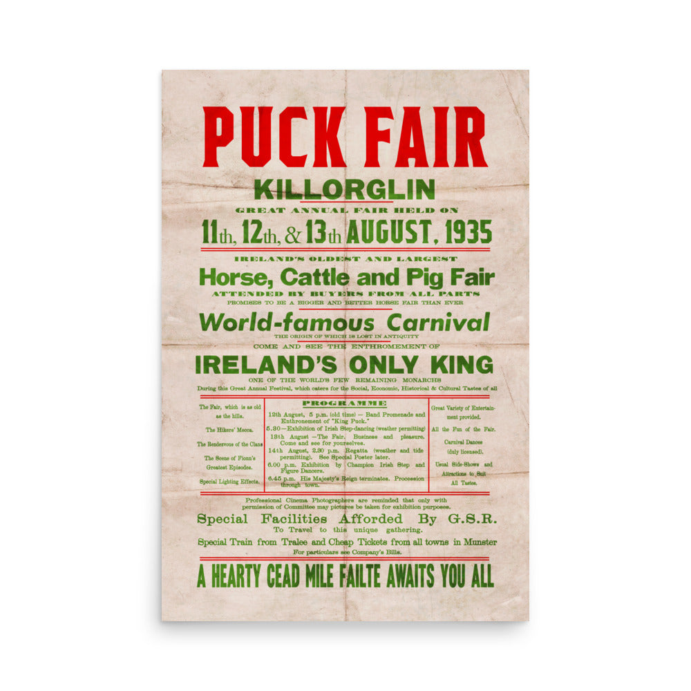 The Killorglin Puck Fair Retro Poster - 24" x 36"