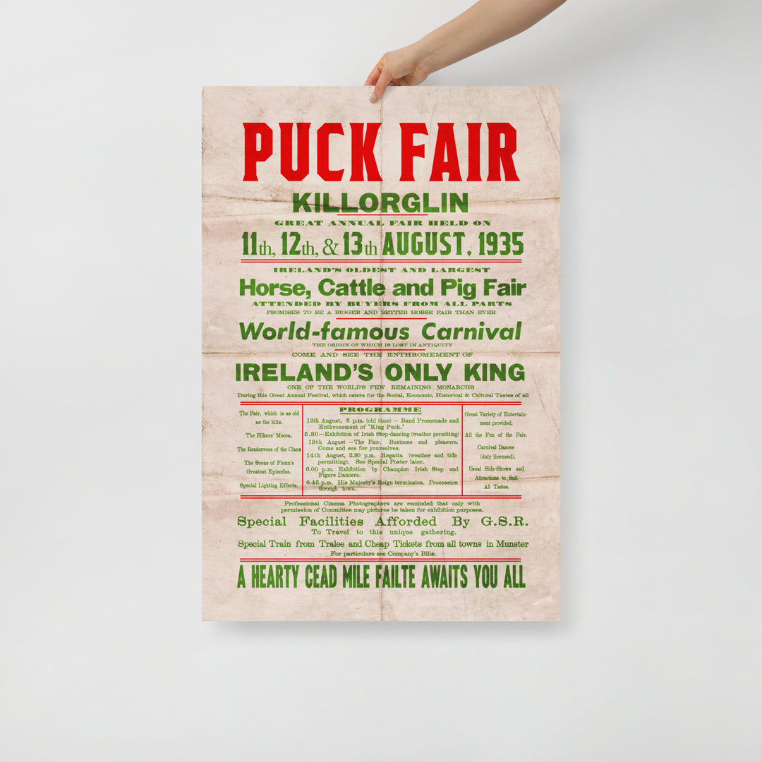 The Killorglin Puck Fair Retro Poster - 24" x 36"