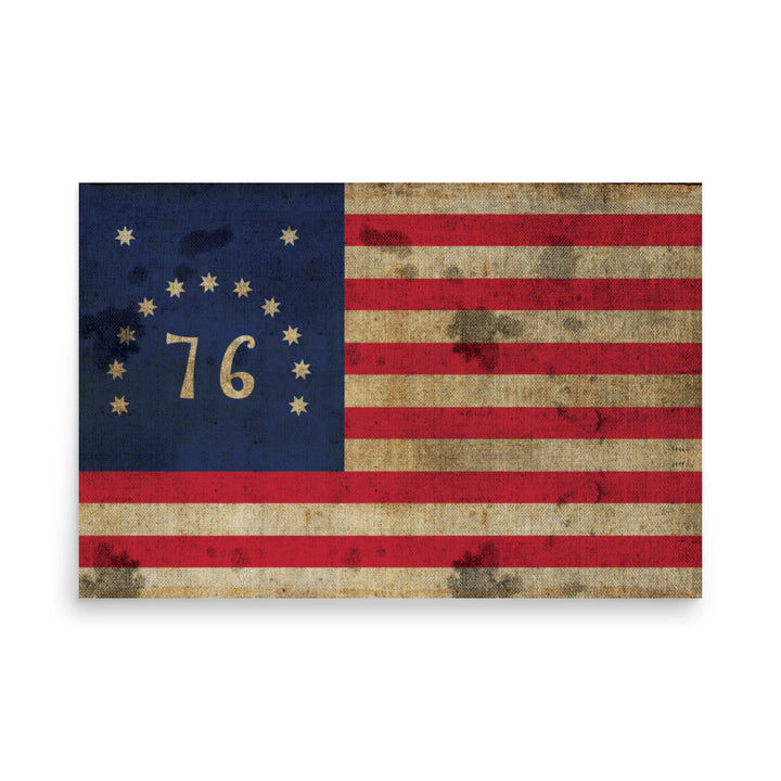 The Bennington 76' Flag Retro Poster - 36" x 24"
