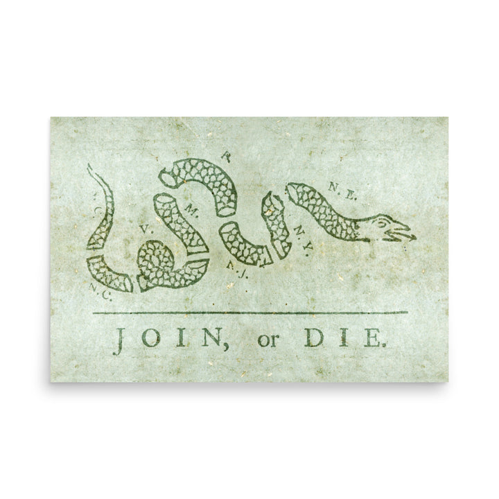 Benjamin Franklin's Join, or Die Retro Poster - 36" x 24"