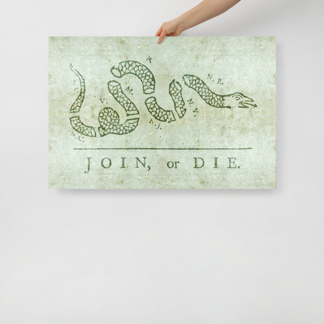 Benjamin Franklin's Join, or Die Retro Poster - 36" x 24"