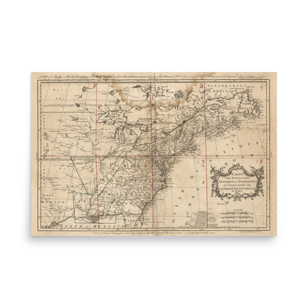 British and French Dominions 1759  Retro Poster - 36" x 24"