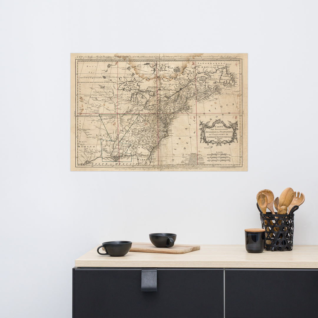 British and French Dominions 1759  Retro Poster - 36" x 24"