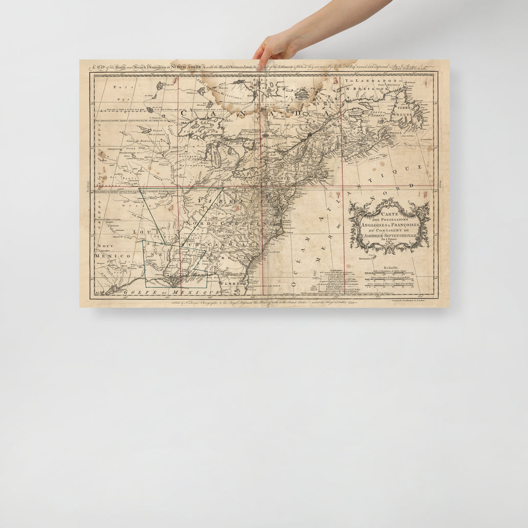 British and French Dominions 1759  Retro Poster - 36" x 24"