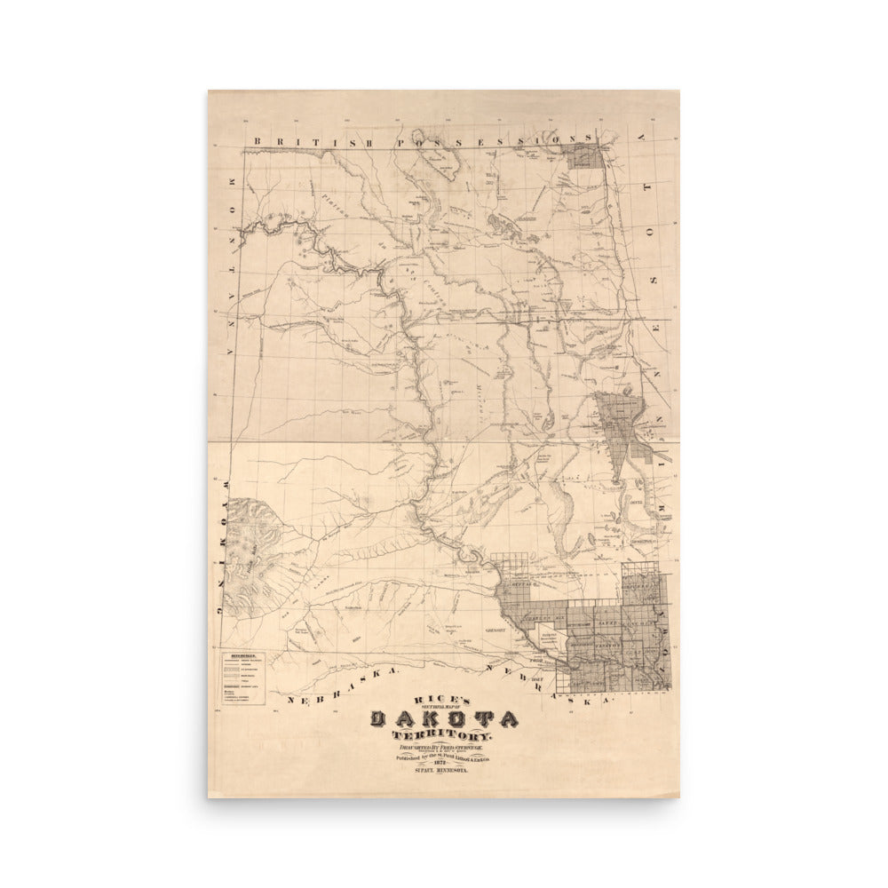 Dakota Territory 1872 Retro Poster - 24" x 36"