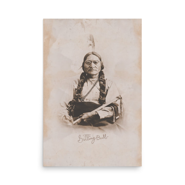 Lakota Leader Sitting Bull Retro Poster - 24" x 36"