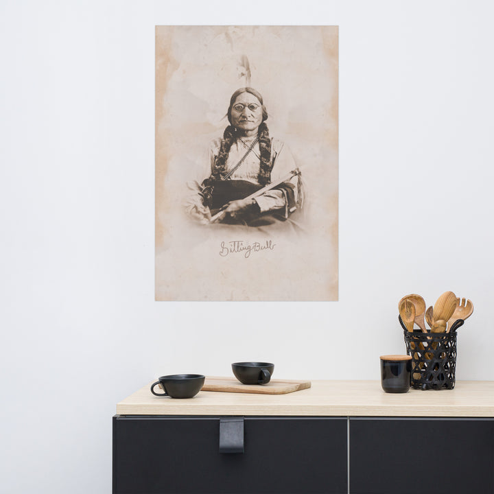 Lakota Leader Sitting Bull Retro Poster - 24" x 36"