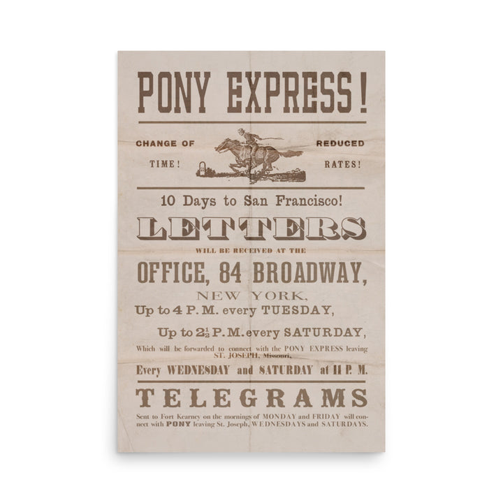 New York - San Francisco Pony Express Retro Poster - 24" x 36"