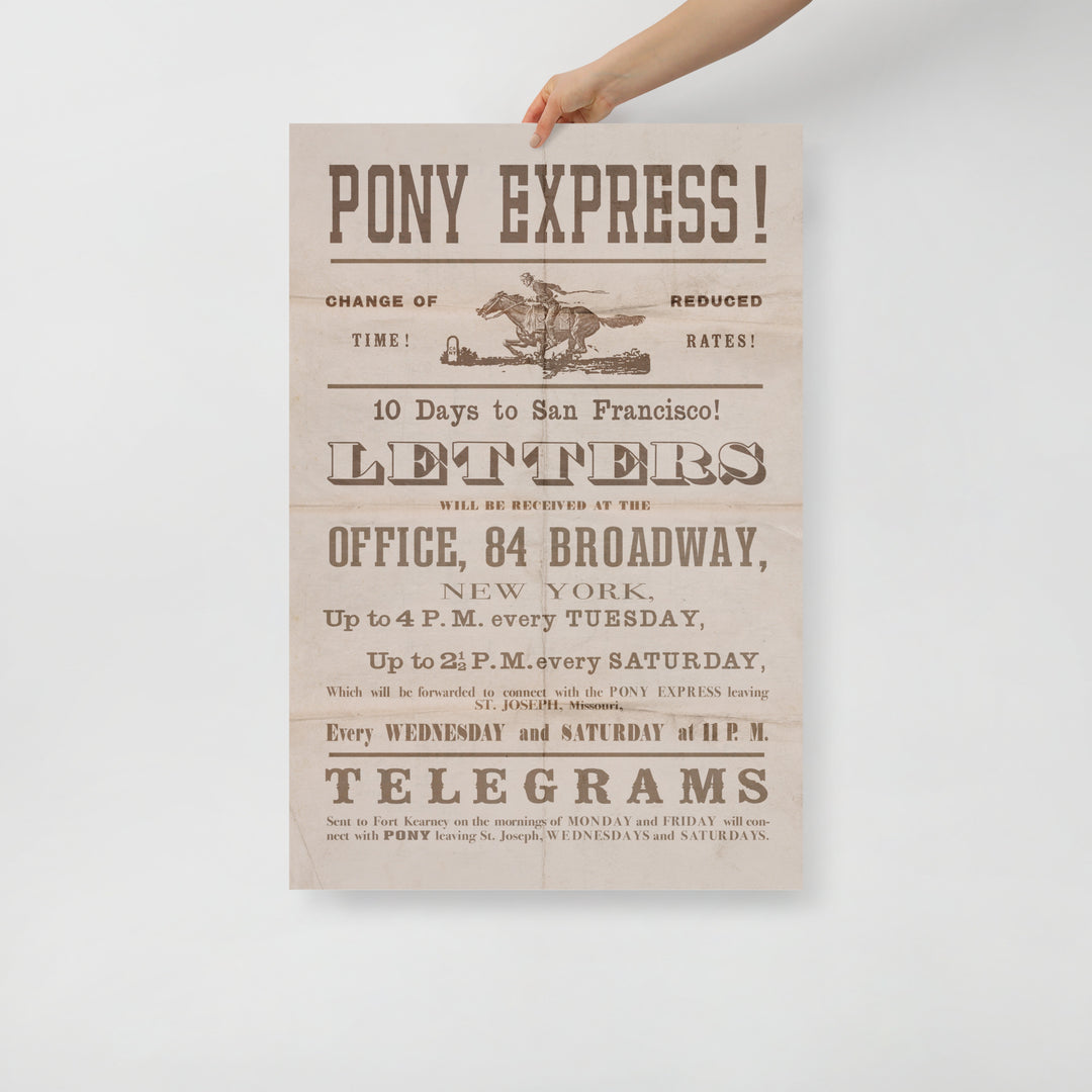 New York - San Francisco Pony Express Retro Poster - 24" x 36"