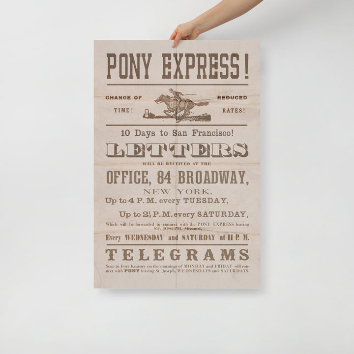 New York - San Francisco Pony Express Retro Poster - 24" x 36"