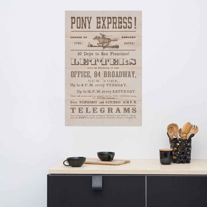 New York - San Francisco Pony Express Retro Poster - 24" x 36"