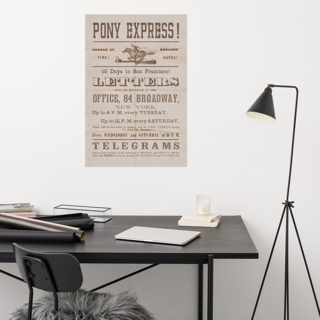 New York - San Francisco Pony Express Retro Poster - 24" x 36"
