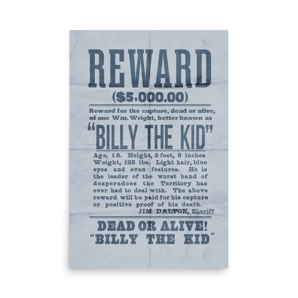 Billy The Kid Reward Retro Poster - 24" x  36"