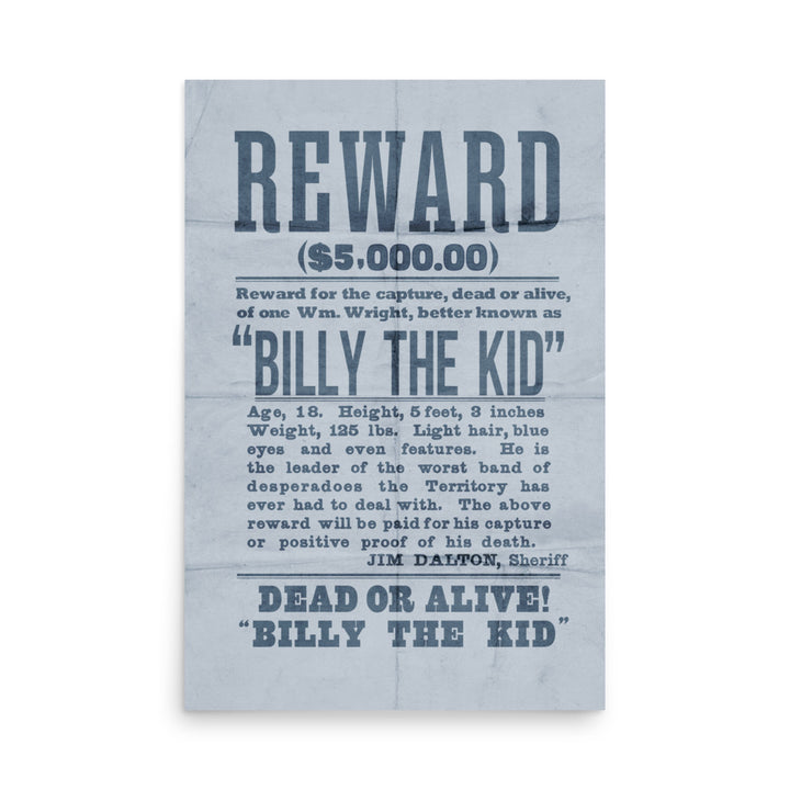 Billy The Kid Reward Retro Poster - 24" x  36"