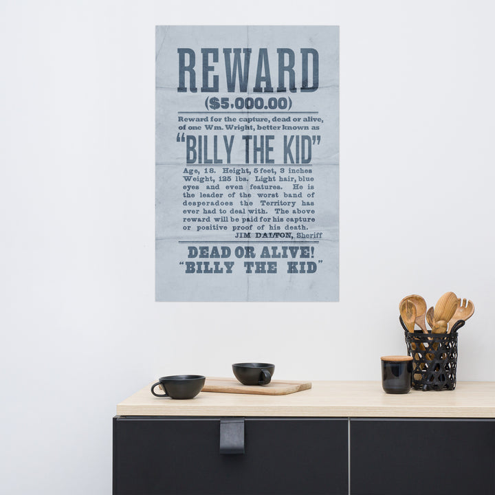 Billy The Kid Reward Retro Poster - 24" x  36"