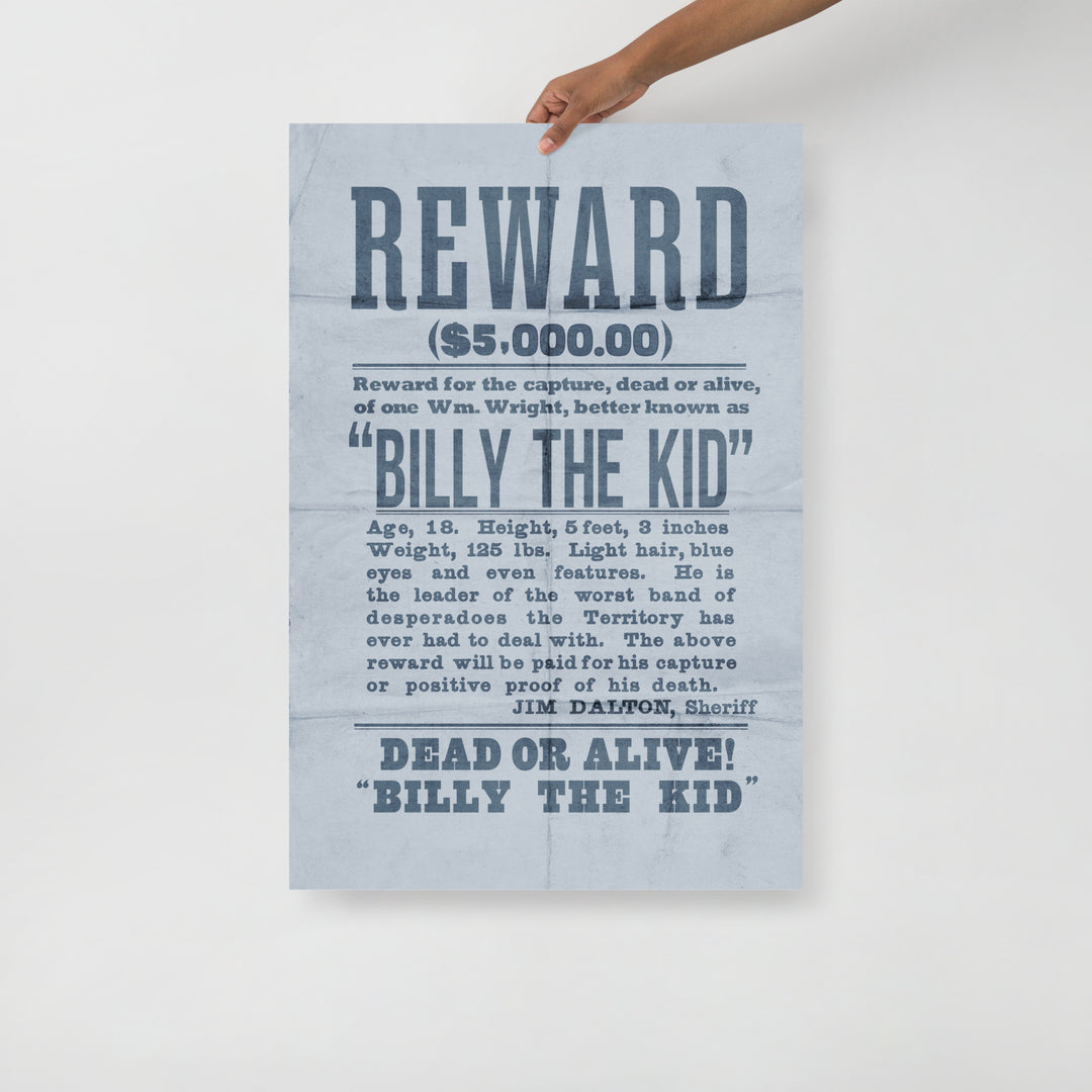 Billy The Kid Reward Retro Poster - 24" x  36"