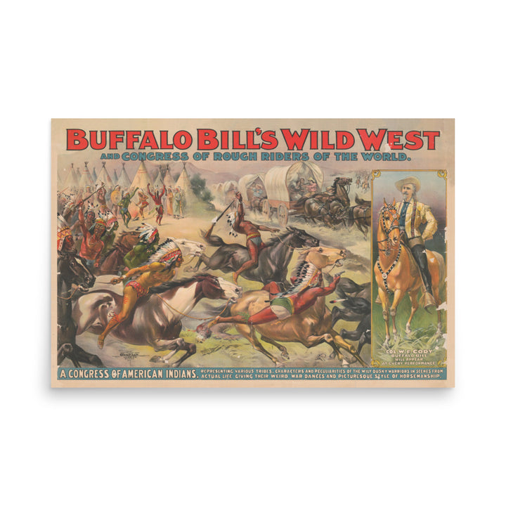 Buffalo Bill's Wild West Retro Poster - 36" x 24"