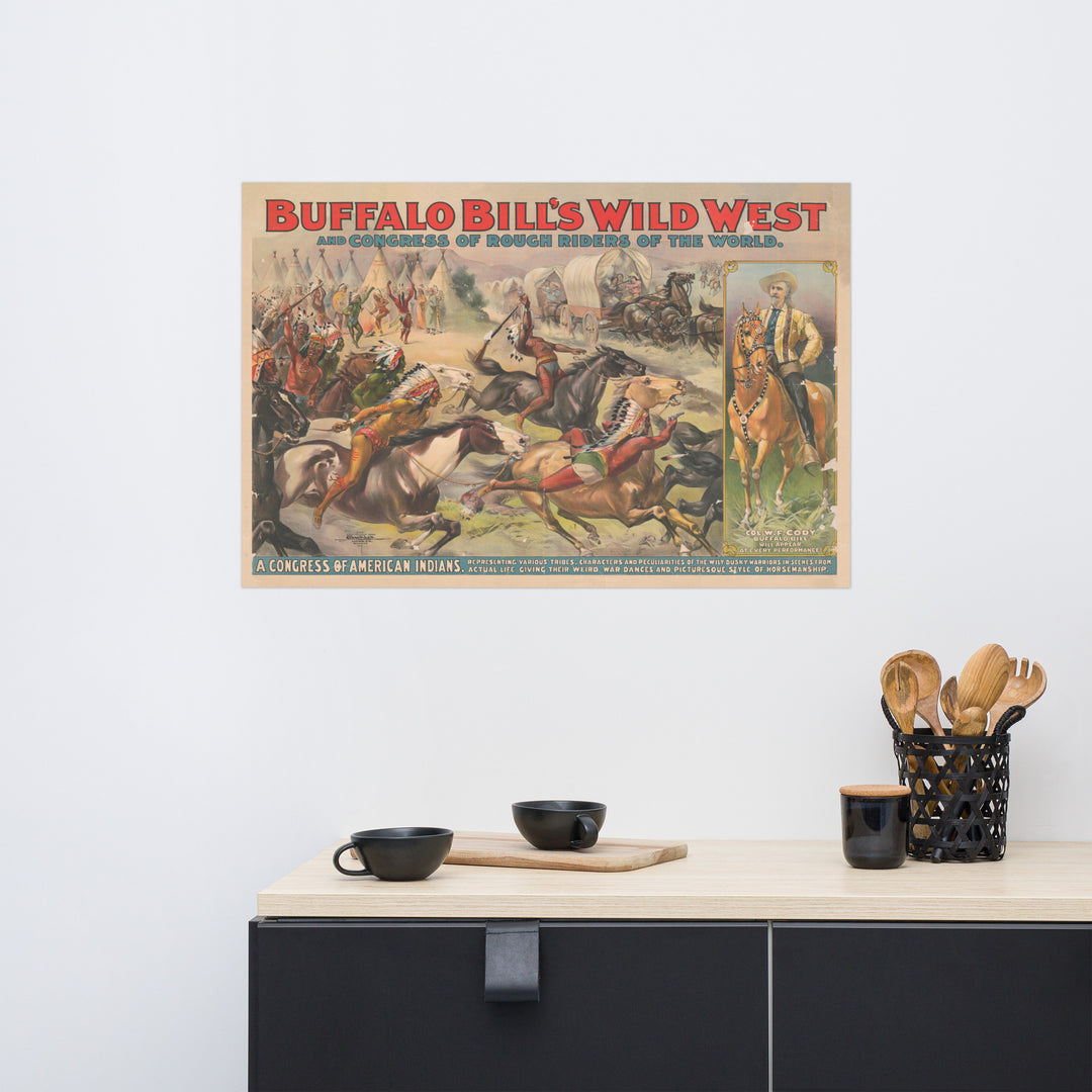 Buffalo Bill's Wild West Retro Poster - 36" x 24"