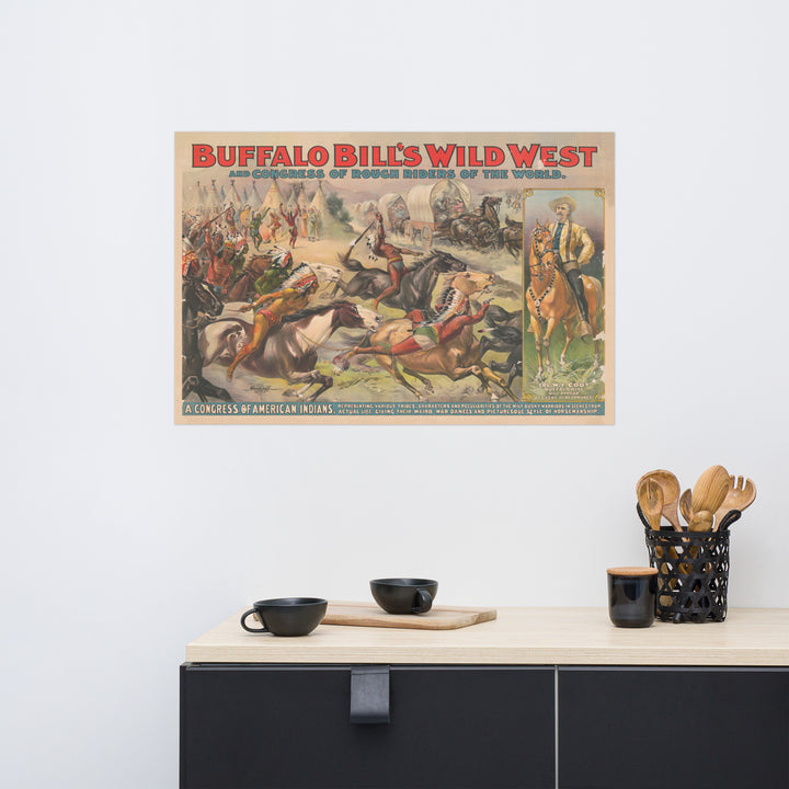 Buffalo Bill's Wild West Retro Poster - 36" x 24"