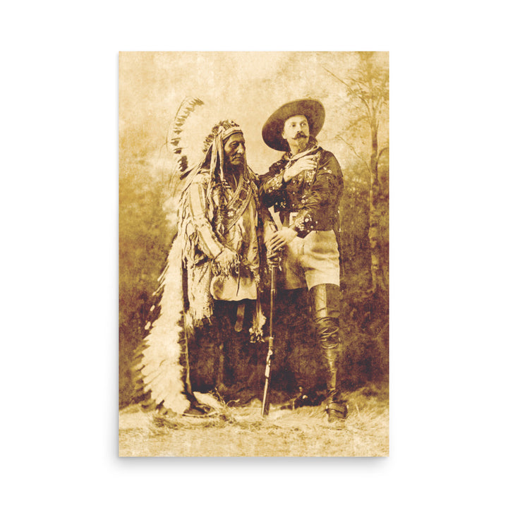 Sitting Bull & Buffalo Bill Cody Retro Poster - 24" x 36"