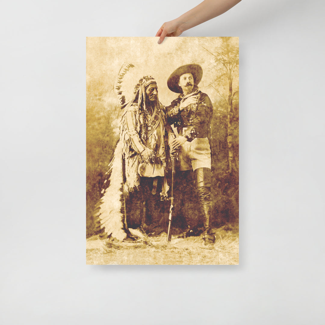 Sitting Bull & Buffalo Bill Cody Retro Poster - 24" x 36"