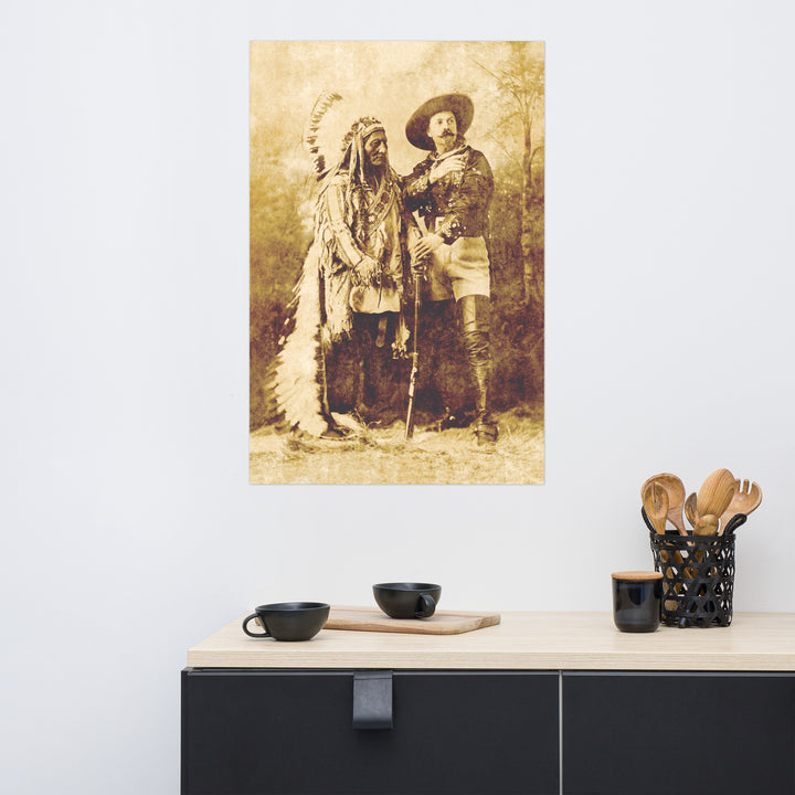 Sitting Bull & Buffalo Bill Cody Retro Poster - 24" x 36"