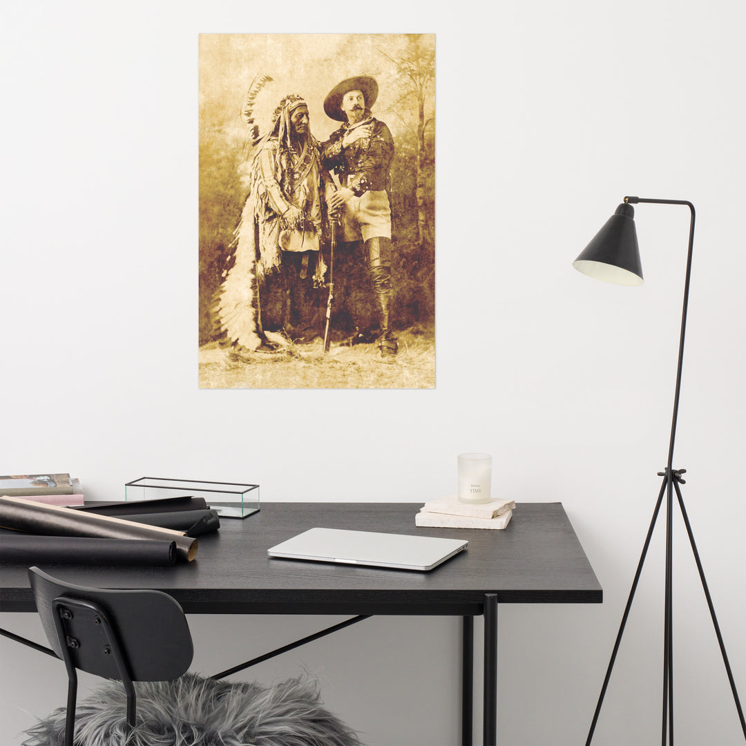 Sitting Bull & Buffalo Bill Cody Retro Poster - 24" x 36"