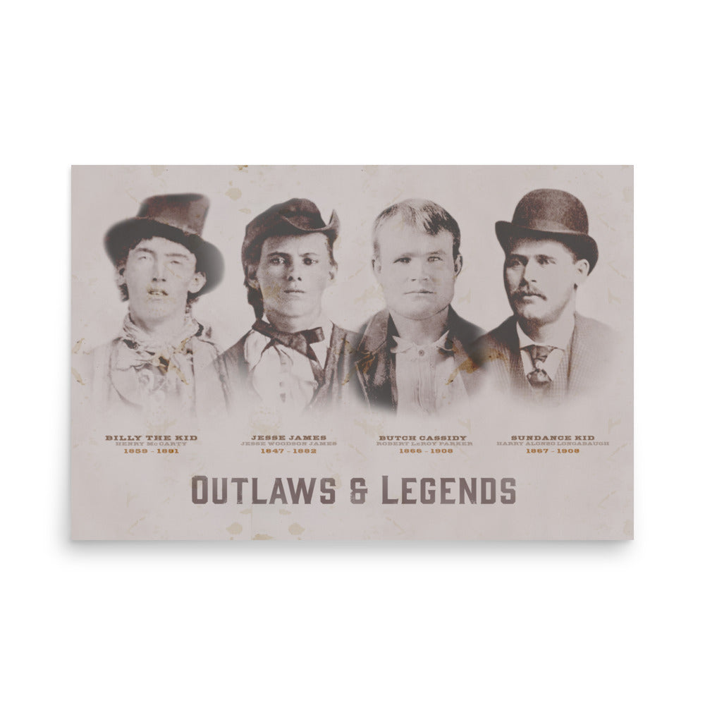 Outlaws & Legends Retro Poster - 36" x 24"