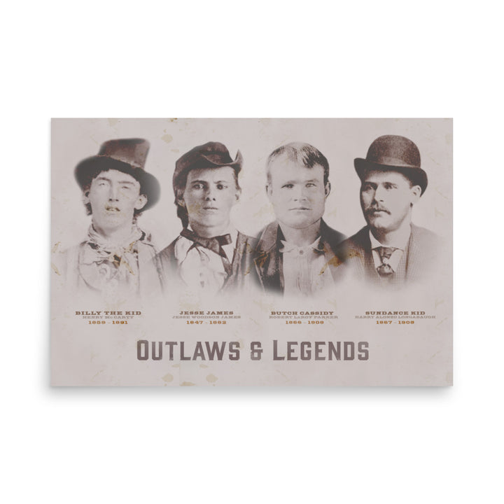 Outlaws & Legends Retro Poster - 36" x 24"