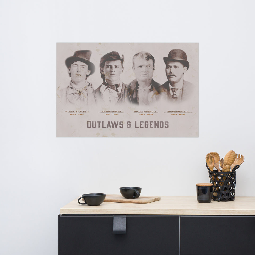 Outlaws & Legends Retro Poster - 36" x 24"