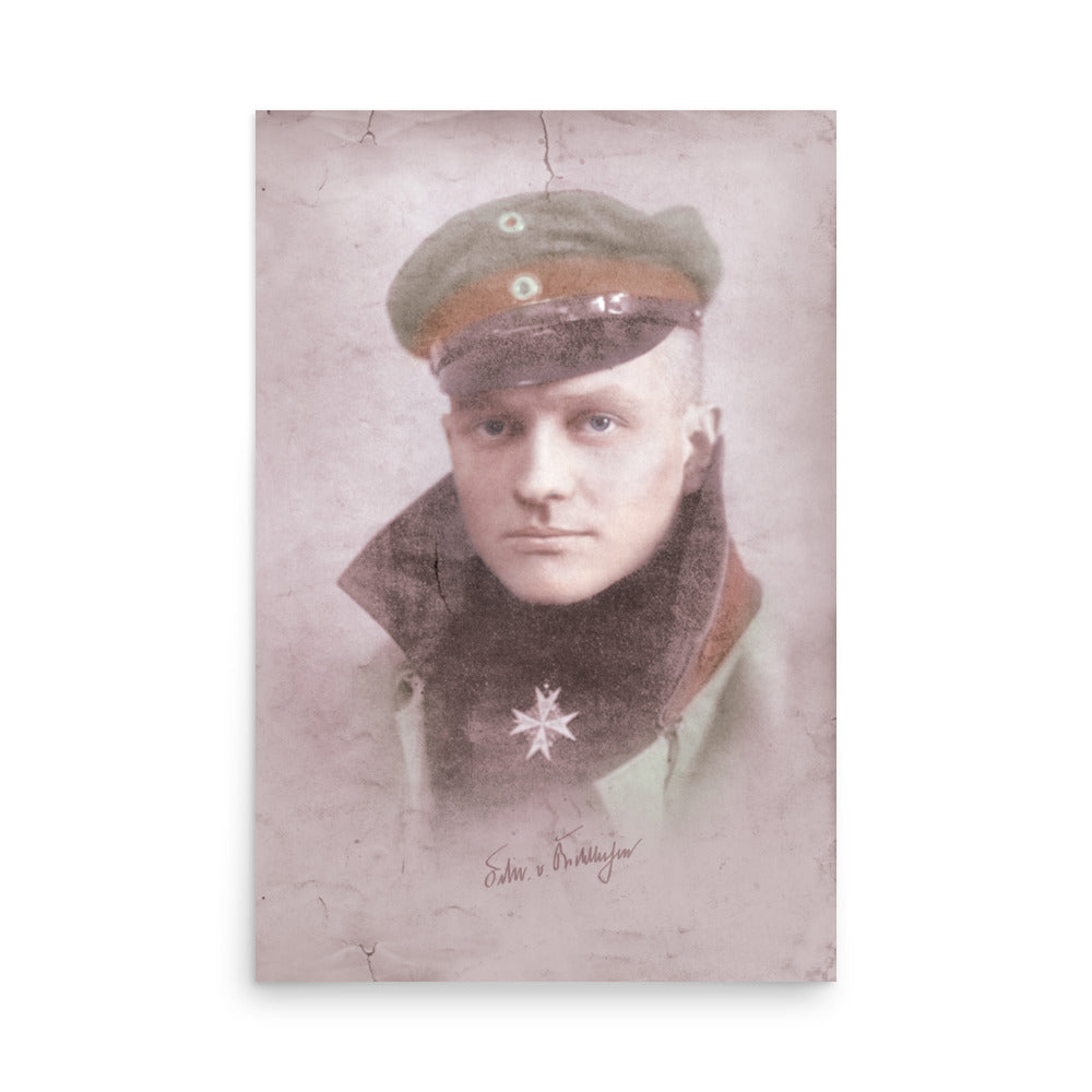 Manfred von Richthofen - The Red Baron Retro Poster - 24" x 36"