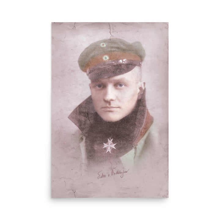 Manfred von Richthofen - The Red Baron Retro Poster - 24" x 36"
