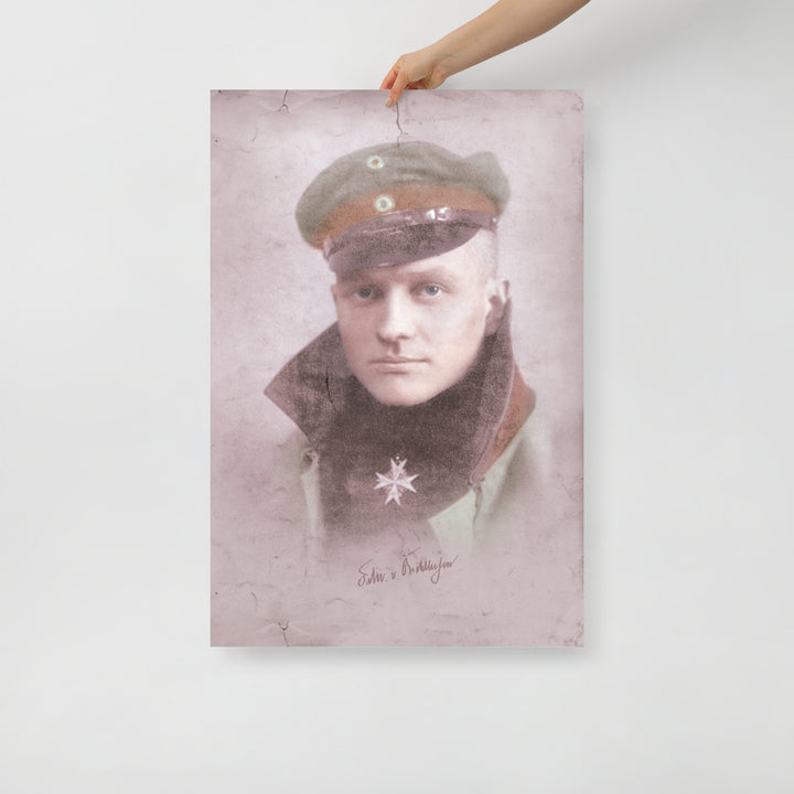 Manfred von Richthofen - The Red Baron Retro Poster - 24" x 36"
