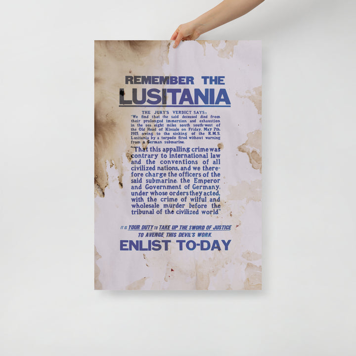 'Remember The Lusitania' Retro Poster - 24" x 36"