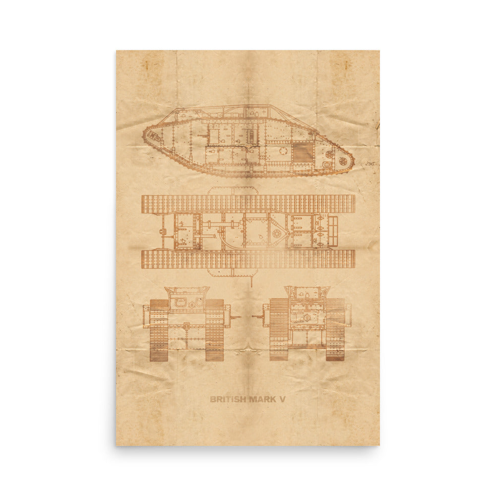 The British Mark V Tank Retro Poster - 24" x 36"
