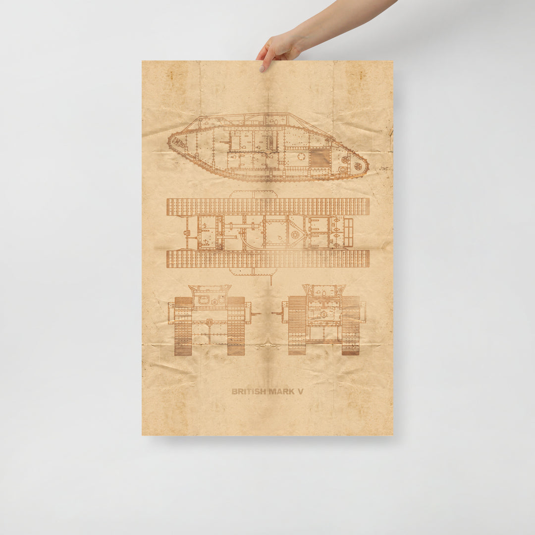 The British Mark V Tank Retro Poster - 24" x 36"