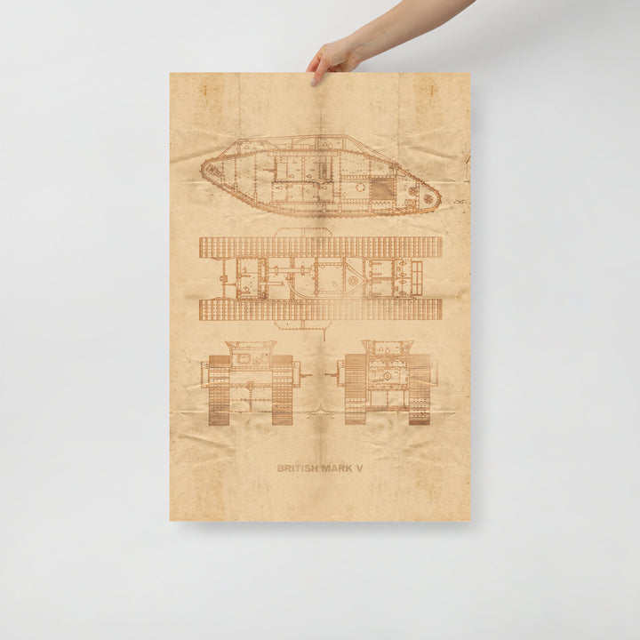 The British Mark V Tank Retro Poster - 24" x 36"