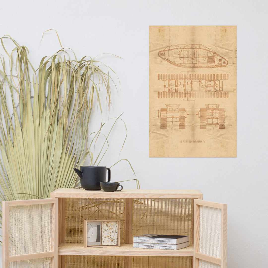 The British Mark V Tank Retro Poster - 24" x 36"