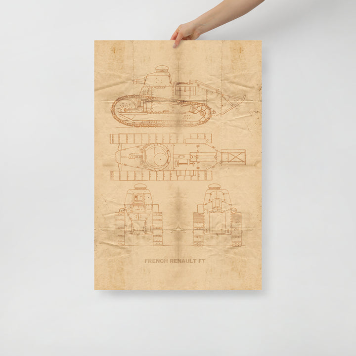 The Renault FT Tank Retro Poster - 24" x 36"