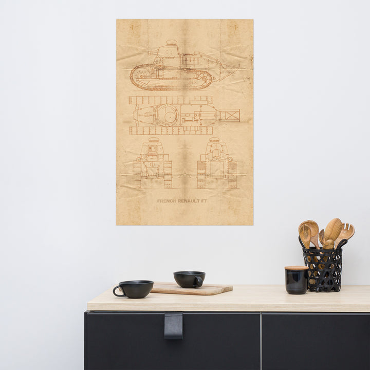 The Renault FT Tank Retro Poster - 24" x 36"