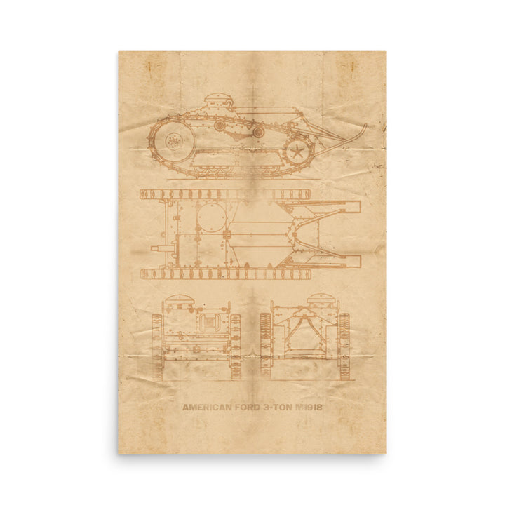 The Ford 3-Ton M1918 Tank Retro Poster - 24" x 36"