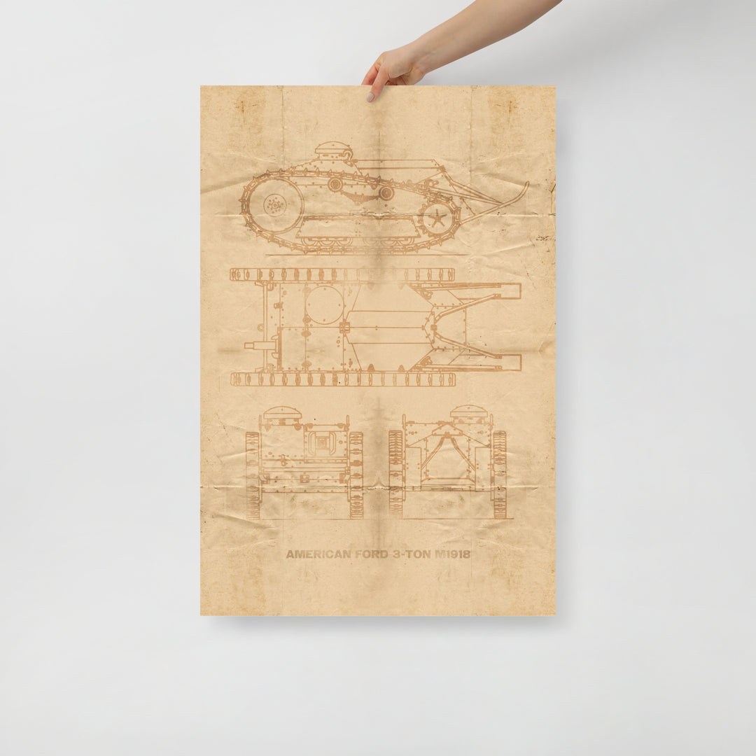 The Ford 3-Ton M1918 Tank Retro Poster - 24" x 36"