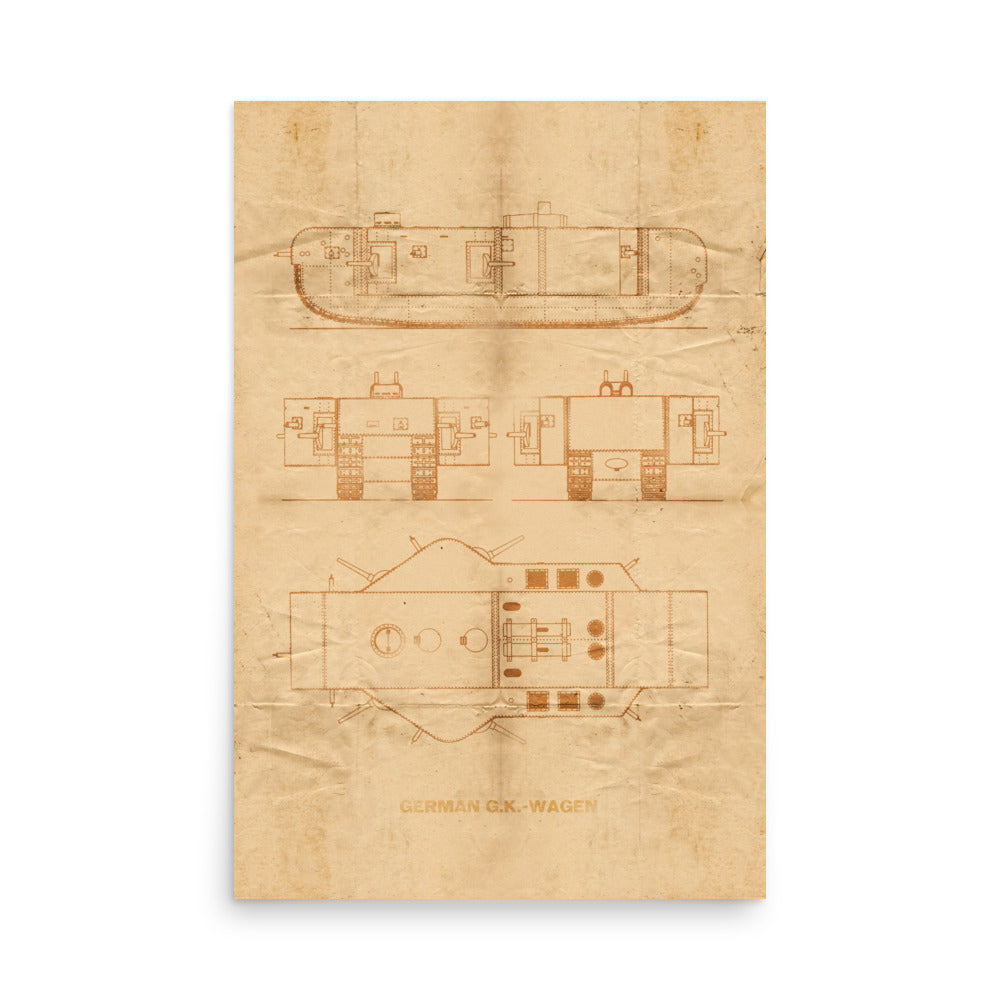 The German GK-Wagen Tank Retro Poster - 24" x 36"