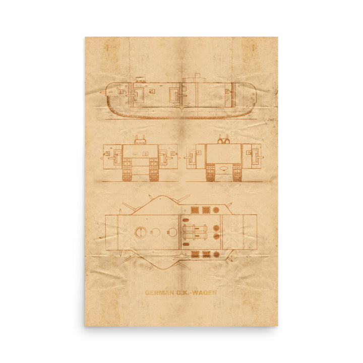 The German GK-Wagen Tank Retro Poster - 24" x 36"