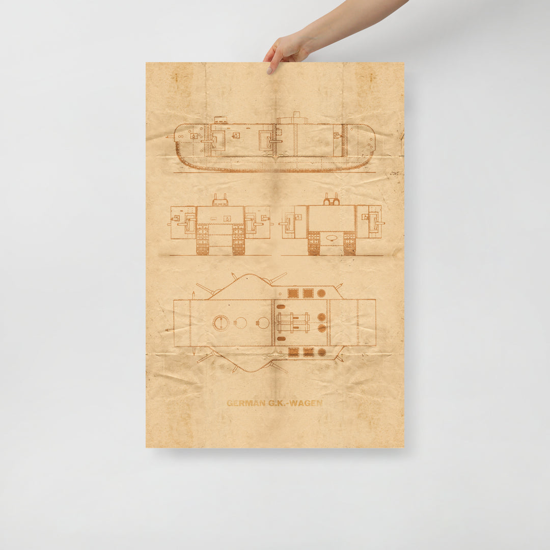 The German GK-Wagen Tank Retro Poster - 24" x 36"