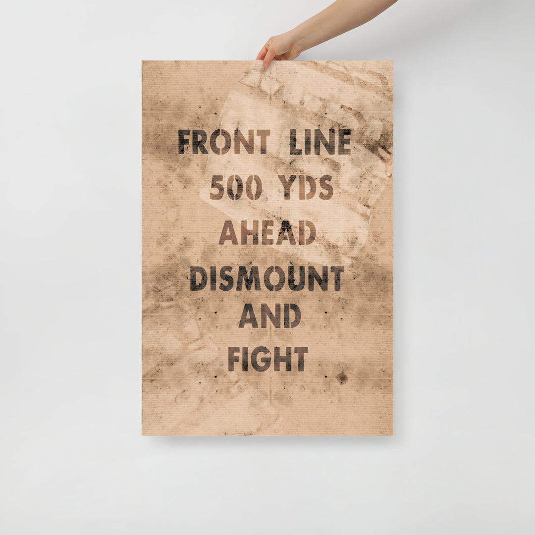 'Front Line 500 Yds Ahead' Retro Poster - 24" x 36"